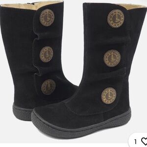 Livie & Luca Black Suede Boots with Button Details